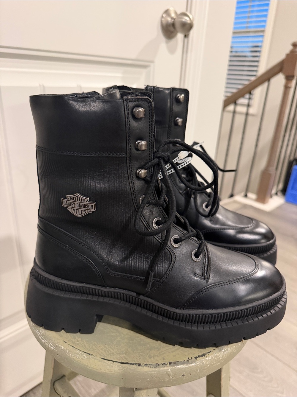 Women’s Harley-Davidson Black Lace-Up Platform Combat Boots